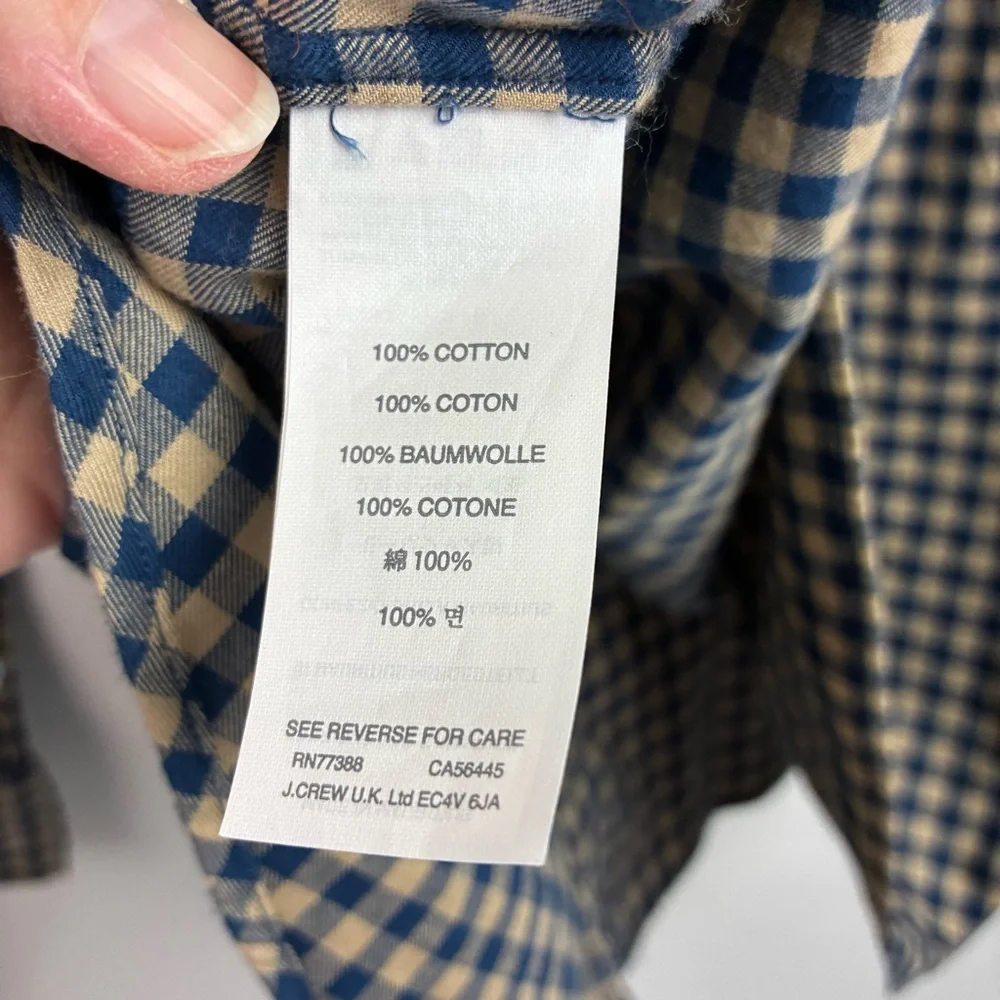 J. Crew NWT Gingham Khaki & Blue Checked Shirt
